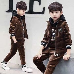 Winter Boys Tracksuit Autumn Toddler Teenager Ubrania Tiger Velvet Jacket Sweter Kids Kids 8 9 10 11 12 rok 240131