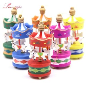 6PCS Carrousel Creative Desktop Decor Merry-go-round DIY Wood Crafts Christmas Ornaments Home Wedding Party Decoration Kids Toys 2316Z