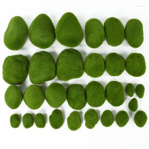 Decorative Flowers 10Pcs Artificial Moss Fake Stone Simulation Plant Green Pebble For Home Garden Landscape Decoration Rock Wedding DIY