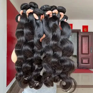 Brazilian 3 Bundles With Closure 8-34inch Double Weft Virgin Human Hair Extensions Deals Remy Human Hair Weaves Body Wave Wavy SALE Full Head