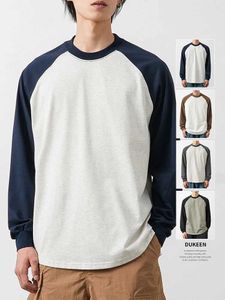 Men's T-Shirts Dukeen 260G Heavy Raglan Mens Autumn Crew T-shirt Round Long Sleeve Underwear Extra Large Couple ClothingS24854