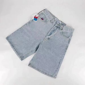 Polar Big Boy Gym Shorts Männer Y2K Streetwear Basketball Hip Hop Grafik Stickerei Blue Denim Retro Shorts