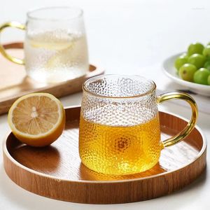 Wine Glasses 350ml/400ml Hammer Patterned Glass Cup With Handle Coffee Juice Milk Tea Beer Mugs Temperature Heat Resistant Home Drinking