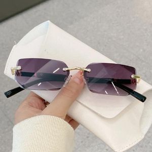 Sunglasses Retro Men Fashion Rimless Sun Glasses Shades Cutting Lens Ladies Frameless Eyeglasses