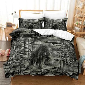 Bedding sets 3PCS Single-sided Printed Quilt Cover Hip Hop Burzum Printed Bedding Sets Comfortable Bedspreads Comforter Skull Bedding Set G240823