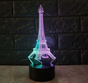 Tasarım 3D lamba LED Gece Işık Eyfel Kulesi 3D Illusion Gece Lamba Masa Masa Lambası Ev Aydınlatma Renkini Değiştirme S Bütün Dropsh7650829