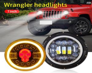 35 4 7インチLEDヘッドライトラウンドヘッドランプDRL 106W Hilo Beam Angel Eyes for Yamaha Jeep Honda Wrangler Offroad 4x47455359