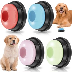 Giocattoli 4 pezzi Pulsante cane con luce Giocattoli per cani Pulsante parlante Cicalino Pulsante addestramento animali Pulsante divertente registrazione vocale per cani Discorso per animali domestici