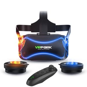 Dispositivi Occhiali VR Tuta Dispositivo regolabile di alta qualità con maniglia Casco per realtà virtuale 3D Bluehooth 3.0 per Android/IOS/PC Regalo ideale