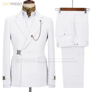 Abiti di lussuoso set di uomini rossi set di galà da sposa pantaloni blazer di blazer a 2 pezzi per feste formali affari di ritorno a casa