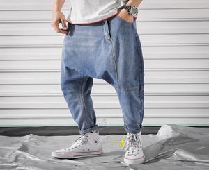 Homens Jean Baggy Denim Harem Pants Estilo Clássico Low Crotch Jeans Hip Hop Street Dance Calças Plus Size Corredores Plus Size 5XL Y2008170365