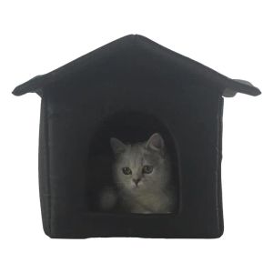 Maty Outdoor Cat House Winted Cat Bed House odporna na pogodę izolowany halowy pies składany dla Kitten Puppy Pets Materiały