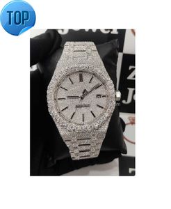 Hiphop Big Face 41 mm Mężczyźni lodowani Watch Wysokiej jakości luksusowe złote srebrne oryginalne Hip Hop Men Moissanite Diamentowy zegarek