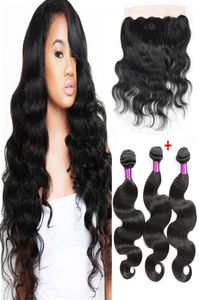 Brazilian Virgin Hair Bundles With 13x4 Lace Frontal Whole Vendors Brazilian Body Wave Human Hair Weave 3 Bundles With 134 La6305962