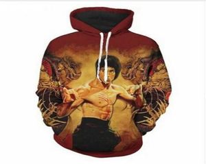 New Fashion Harajuku Style Casual 3D Stampa Felpe con cappuccio Cinese Kongfu Bruce Lee Uomo Donna Autunno e Inverno Felpa con cappuccio Cappotto4507158