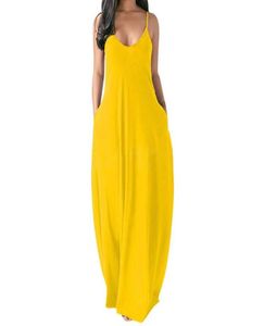 Sukienki swobodne 2021 Summer Kobiety Plus Size Dresse Women039s Sexy vneck rękawe spaghetti Strap Sundress Ladies Solid Kolor 3493624