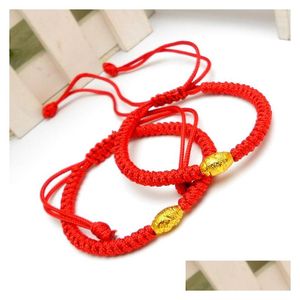 Charm-Armbänder, rotes Seil-Armband, Knoten, gebunden, Paar, Handstricken, gesegnet, glücklich, Tropfenlieferung, Schmuck Dhbnx