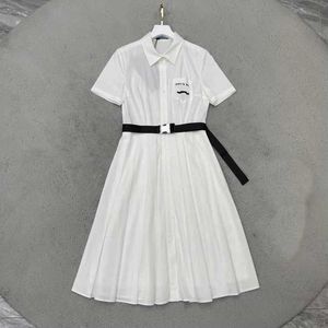 Designer 23ss summer dresses women dress womens designer clothing Classic embroidered monogram pleated dress on chest High quality womens clothing designerAWA2