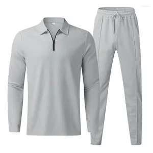 Herrspårar Mänkläder 2024 Spring Leisure Solid Color Set Outfit Casual Long Sleeve Pickel Tapel T Shirt Pants Two Piece Suit