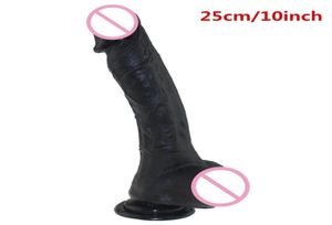 Silicon Large Black Giant Dildos Realistic Masturbator Massager Vagina For Women Adult Toys For Woman Sex Shop 25cm Y04082507800