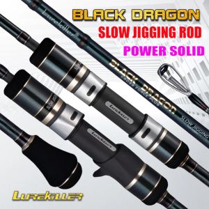 Rods Lurekiller Fuji Alconite Rings Slow Jigging Rod Black Dragon 632 Spinning/Casting Solid Hi Power Cross Carbon Ocean Boat Rod