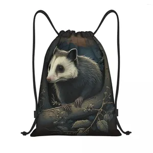 Borse per la spesa The Hungry Opossum con coulisse Uomo Donna Pieghevole Palestra Sport Sackpack Zaini per addestramento di animali domestici