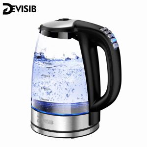 ツールDevisib Electric Kettle温度制御4時間暖かく保つ2Lガラスティーコーヒー温水ボイラー食品304ステンレス鋼