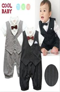 Süße lässige Streifen Gentleman Weste Jungen Modellierung Strampler 024M Baby Kleid Strampler Kleinkind Overalls 1 Stück Einzelhandel QZ061436193