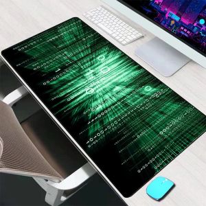 Pads 3D Matrix Binary Code Mouse Pad Large Gaming Accessories Mouse Mat Keyboard Mat Desk Pad Computer Mousepad Gamer Laptop Mausepad