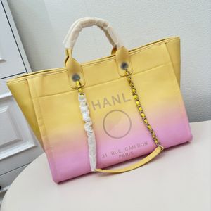 Gradient Candy Color Real skórzana torba na plażę Deauville z łańcuchem TOSES Silver Metal Hardware Matelasse Crossbody torebka na ramię 39 cm