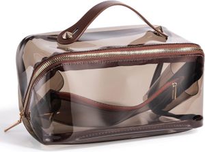 BS-Mall kosmetiska väskor Travel Case Makeup Bag Hög kapacitet Vattentät resa Makeup Case Organizer, för kvinnors toalettväska (A-Brown)