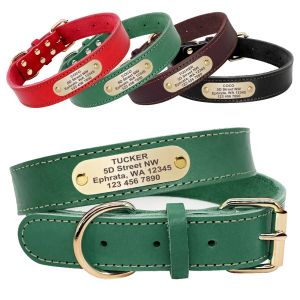 Collars Real Leather Large Dog Collar Personalized Genuine Leather Medium Large Dog Collars Custom Pet Collars for Dogs Engrave Name