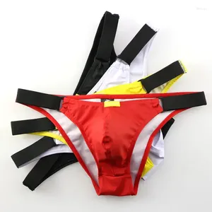 Underbyxor 4st/pack Mens Pu Leather Underwear Briefs Sexig lågbulge påse Män triangel Knickers Wholesale Fashion