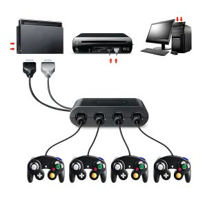 4 Ports Adapter för GC Gamecube till för Wii U PC USB Switch Game Controller Adapter Converter Super Smash Brothers Adapters