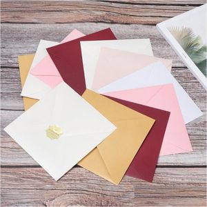 Present Wrap School Supplies Pearlescent Mes Card Envelope Bag Hälsning Innesluten Pearl Papers Square Paper Enkuper Drop Delivery DHJV4