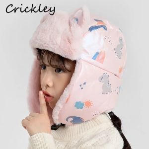 帽子冬の漫画恐竜の子供USHANKA CAPS WINDPROOFソフトボーイズガールズハットぬいぐるみ温かい耳のフラップ子供スキー帽子5色