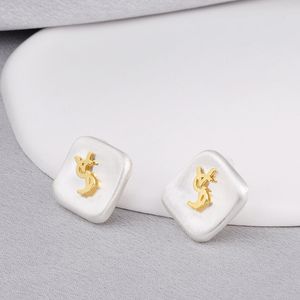 classics Charm letter Y woman earrings yellwo Titanium steel white designer for women stud luxury jewlery hoop girl gold wholesale not fade