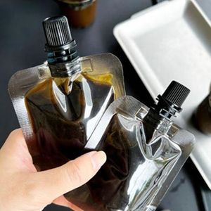 50ml Mini Black Plastic Spray Pocket Juice Wine Milk Coffee Liquid Packaging Bag Beverage Suction nozzle Storage Bag F202437