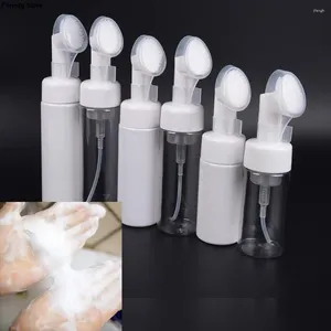 Storage Bottles 200ml Empty Froth Foaming Pump Bottle With Silicone Brush Head Plastic Face Cleaning Foam