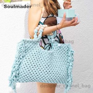 Umhängetaschen Makramee-Tasche Großhandel Damen Het Boho Chic Sommer Fransen Strand Elfenbein Lila Grün Blau Schwarz T240301