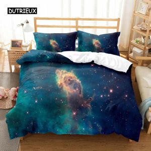 uppsättningar Hubble Image King Queen Däcke täcker enorma stjärnhimmel sängkläder set ljust universum landskap täcke täcke polyester comforter cover