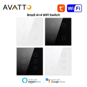 Control Avatto Tuya Brazil WIFI Light Wall Switch, Touchsensor Smart Interruptor 4/6 Gang, Pracuj z Alexą, Google Home