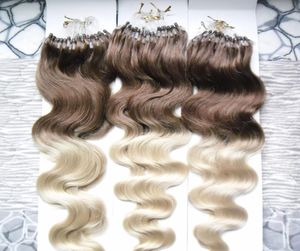 T2613 Micro Loop Brazylijska fala ciała przedłużenia włosów Ombre Micro Ring Pętla Włosy 300G Virgin Micro Link Hair Hair Extensions7146667