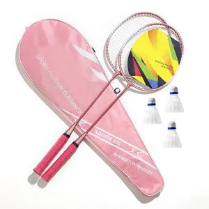 Conjunto de raquete de badminton para adultos, raquete profissional leve com alça de amortecedor elástico alto, presente para família 240223