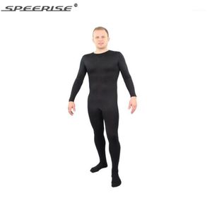 Tuta Body Costume Elastico Completo Body in pelle con piedi Mens Unitard Lycra Spandex Body Zentai Catsuit Hoodless14392779