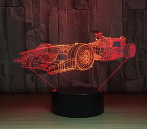 أضواء ثلاثية الأبعاد جديدة F1 Racing ملونة اللمس مصباح Acrylic LED Touch LED USB Luminaria LED LEG LIGHT ROOM LAMP4330574