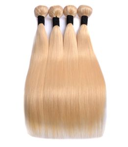 Nowoczesny pokaz 613 Blond Silk Pight Hair Bundles 613 Brazylijska prosta fala włosów splot Virgin Human Hair Wefts9083751