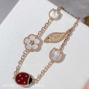 Designer jóias pulseira de luxo vanca estrela joaninha cinco flor pulseira prata esterlina natural fritillaria sorte flor