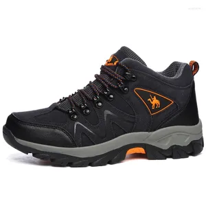 Fitness Shoes HIKEUP Leather Men Hiking Tourist Trekking Sneakers Mountain Climbing Boots Trail Jogging Outdoor For