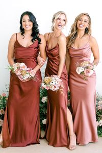 Orange Black Burnt Mermaid Bridesmaid Dresses Sexy Spaghetti Straps Pleats Ruffles Satin Long Miad Of Honor Gowns Plus Size Custom Made Robes BC